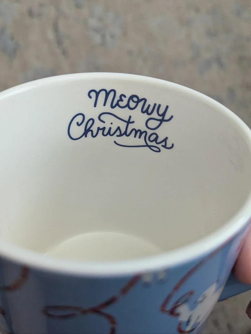 Blue Cat-Print Mug - Playful Kitten Holiday Design
